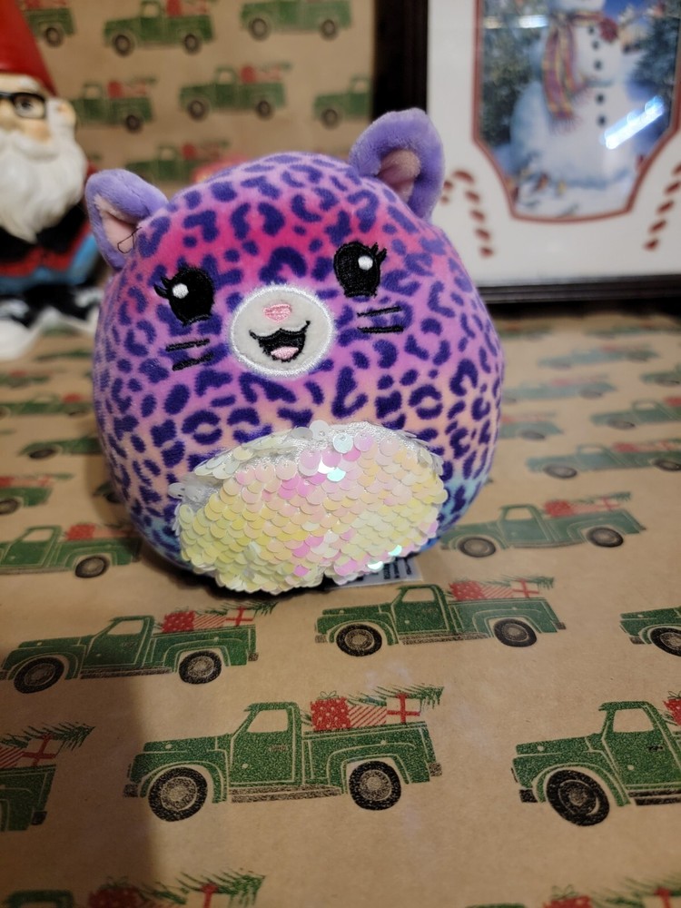 Squishmallow Mystery Squad Plush, Kat Sequin Belly Purple Cheetah Leopard 5