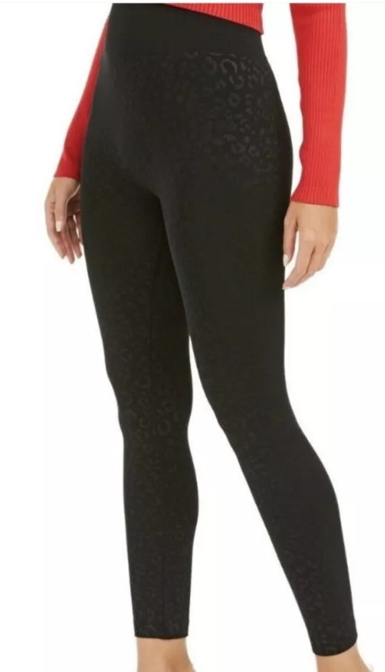 Women’s XS/S  INC High Rise Contour Waistband Black Leo Leggings NWT