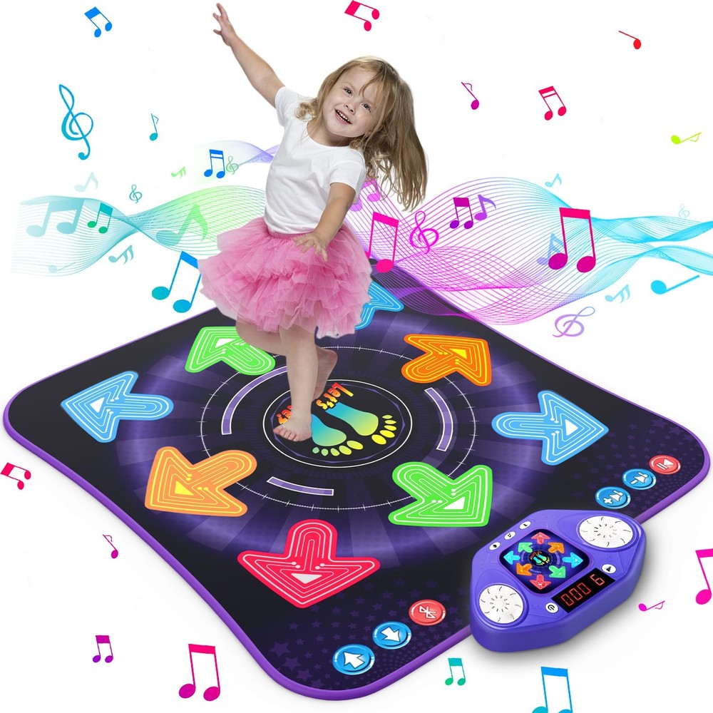 Light Up Dance Mat for Kids Ages 3-12 with 8 Buttons and Bluetooth Music