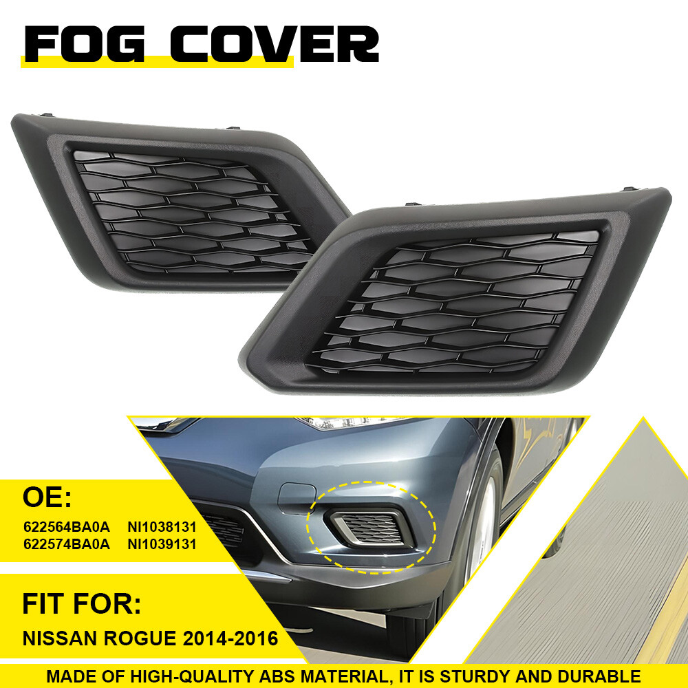 Pair Front Left Right Side Fog Light Cover Bezel ABS For Nissan Rogue 2014-2016
