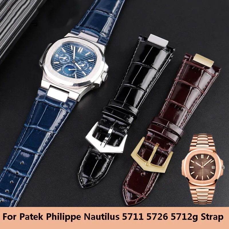 Patek Philippe Nautilus 5711 5726 5712G Genuine Leather Watch Strap 25x13mm