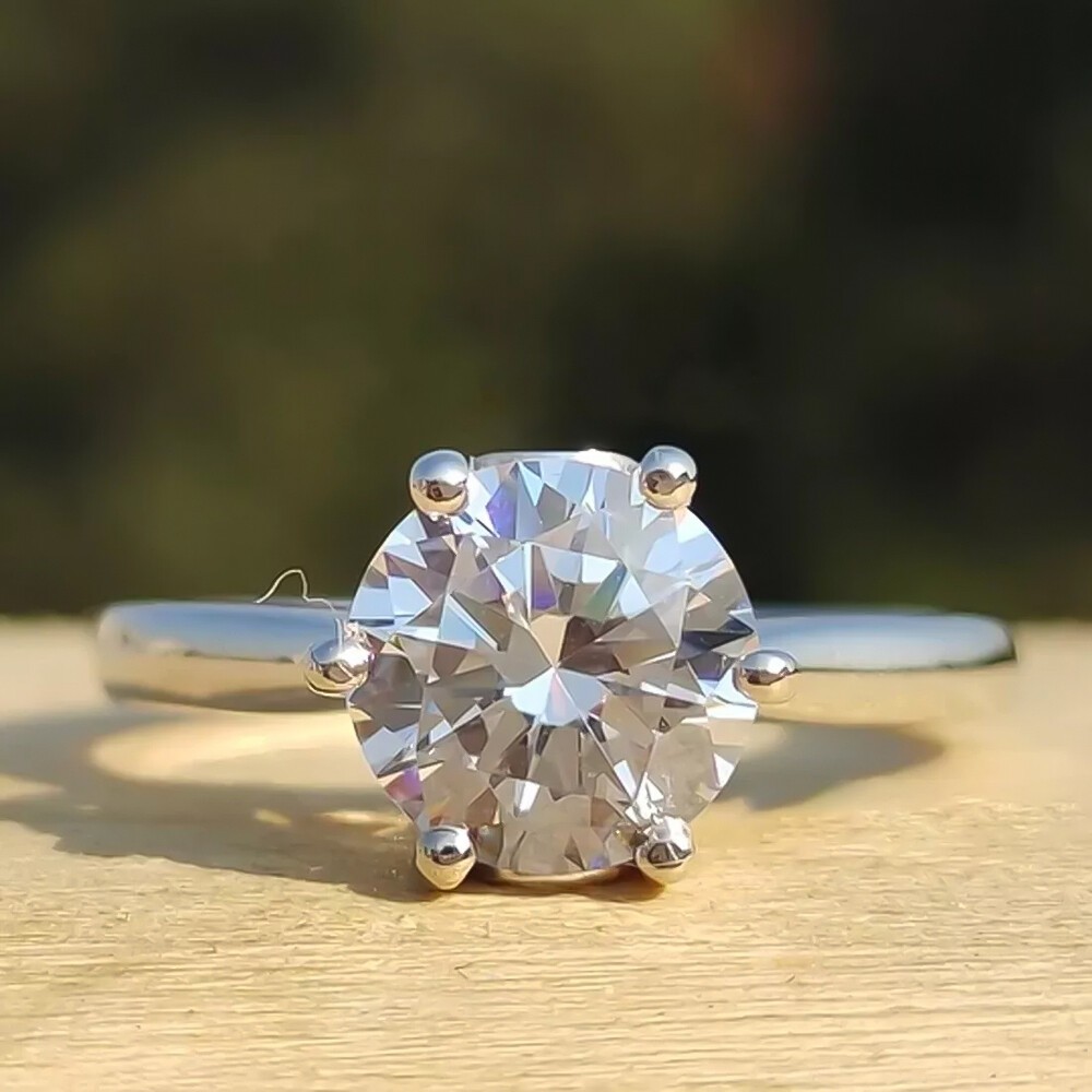 Certified 3 Ct. Round Cut White Diamond Solitaire Ring in 925 Sterling Silver