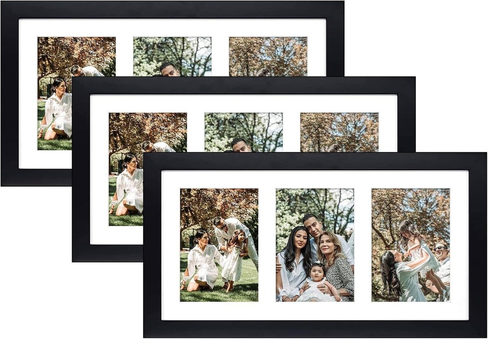 Versatile Black Frame Set for 5x7 & 9x18 Photos - Stylish Wall Mount Display