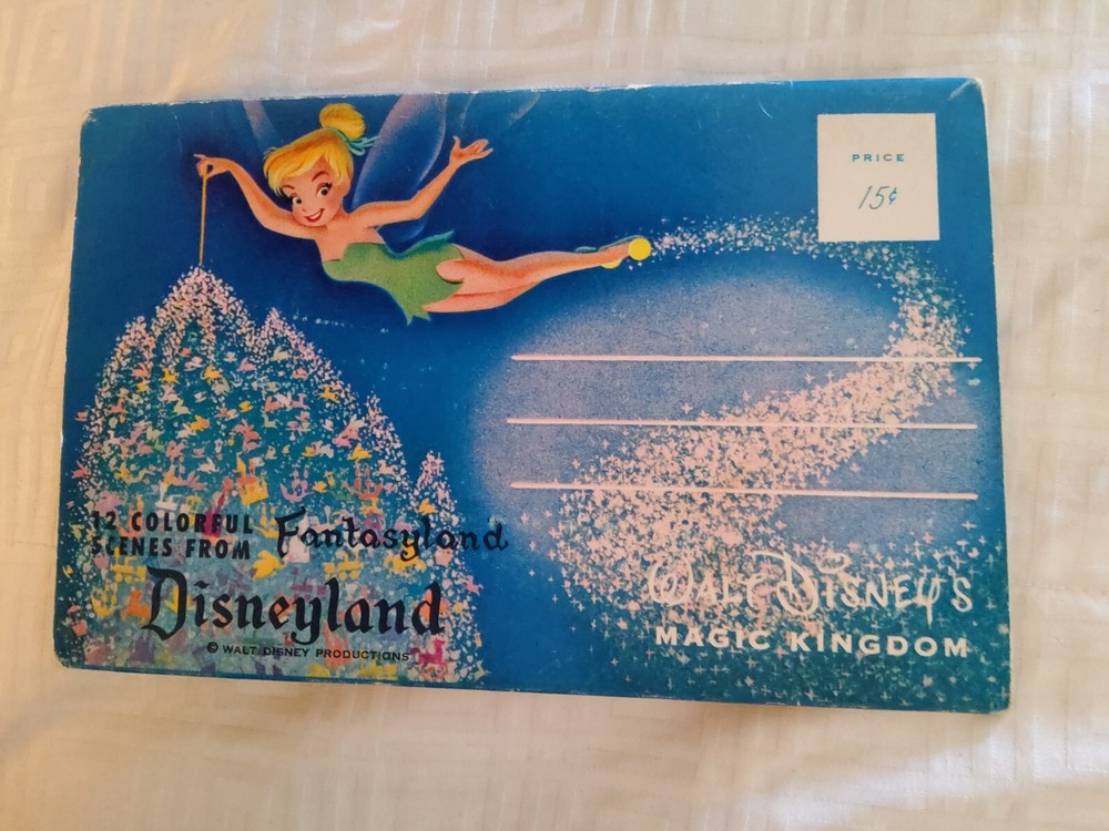 1950s Vintage Disneyland Fantasyland 12-Scene Postcard Folder Original Disney