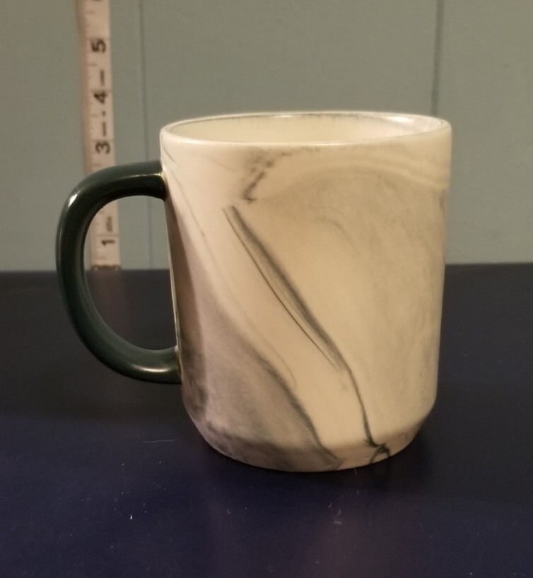 Threshold Stoneware Coffee Mug in Green White Marble Swirl Pattern