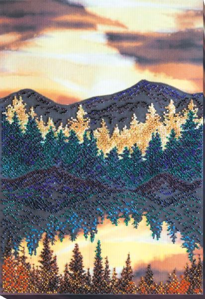 Bead embroidery kit Near the lake needlework kit Art canvas beadwork pattern