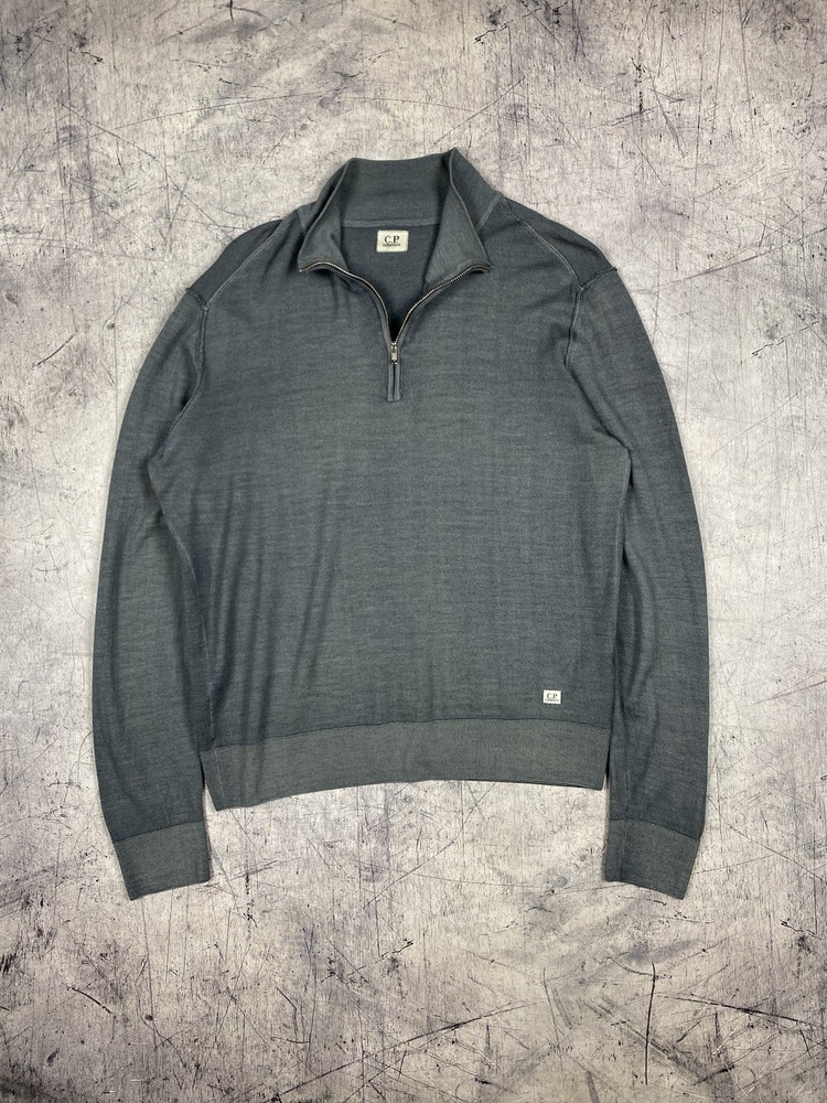 C.P. Company Men's Gray 1/4 Quarter Zip Jumper Wool Sweater Size Large