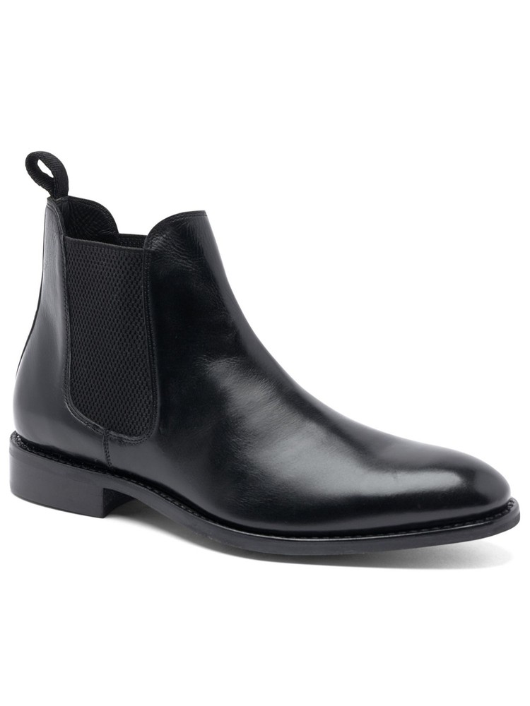 ANTHONY VEER ESSENTIALS Womens Black Jefferson Almond Leather Chelsea 15 D