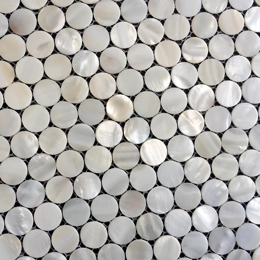 11PCS White Penny Round Mother of Pearl Shell Mosaic Tile Bathroom Indoor Wall