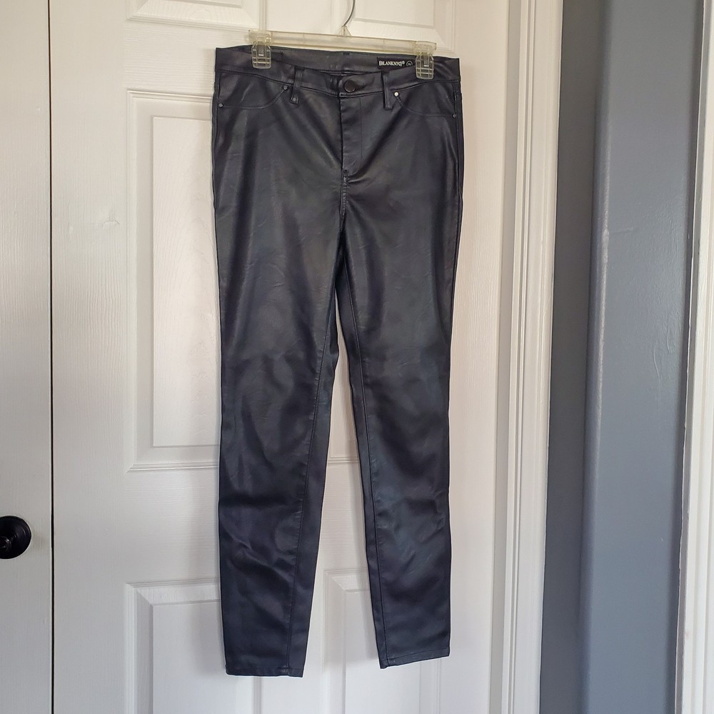 BLANK NYC Black Vegan Leather High-Rise Straight Leg Pants 30x29