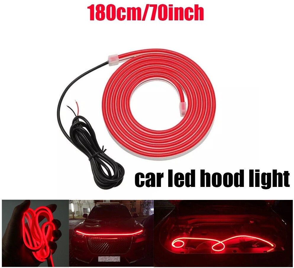 Car LED Hood Light Waterproof Dynamic Scan Start Up Daytime Running Light Strip