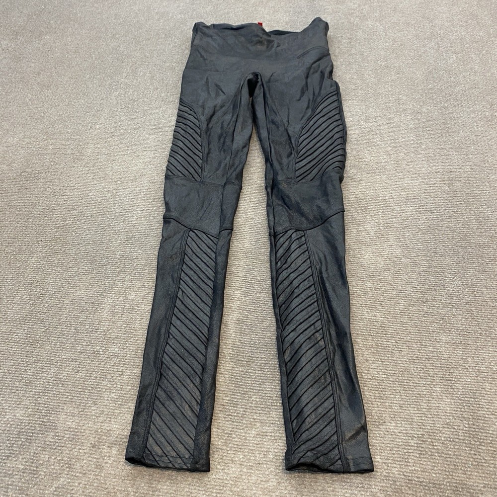 Spanx Faux Leather Moto Leggings for Women in Small Black