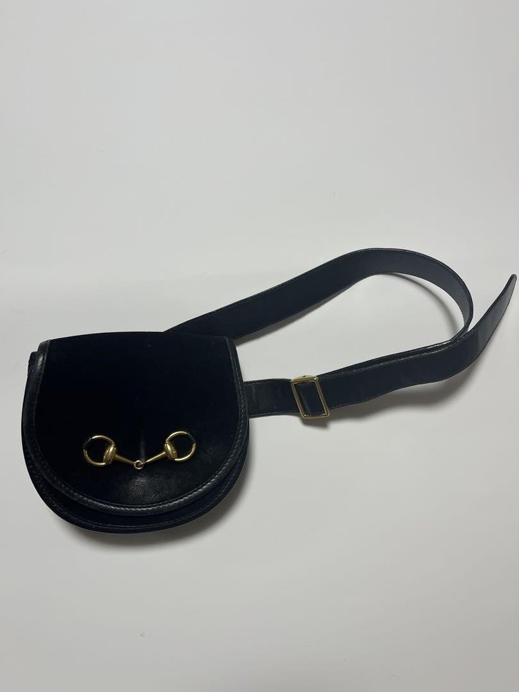 Vintage GUCCI Black Saddle Waist Pouch Belt Bag