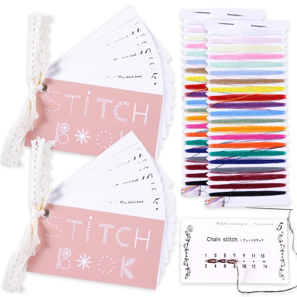 2 Pack Mini DIY Travel Sewing Kit with Creative Card Book Set