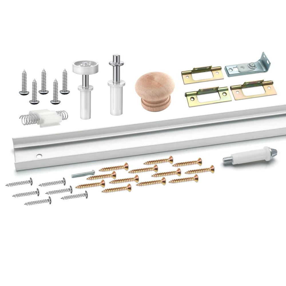 Bifold Closet Track Kit, 36inch Length, Steel Track, White (1 Kit)