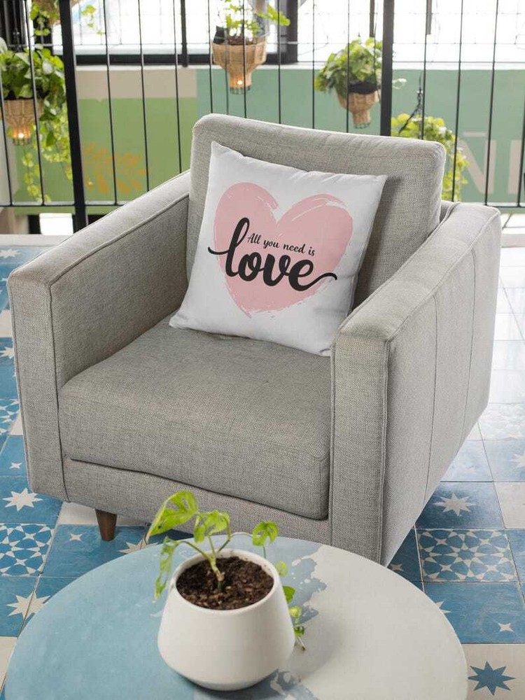 Cozy Valentine's Day Square Pillow - All You Need Is Love Design, Perfect Gift