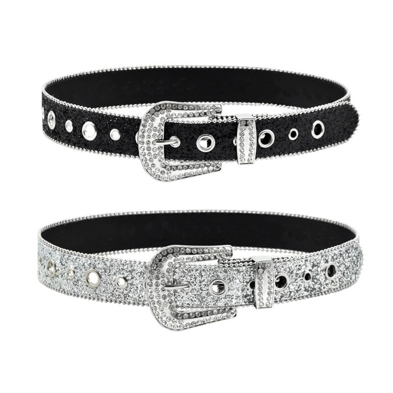 Women Rhinestone Belt for Dress Crystal Waist Belt Shinning Pin Buckle Belt