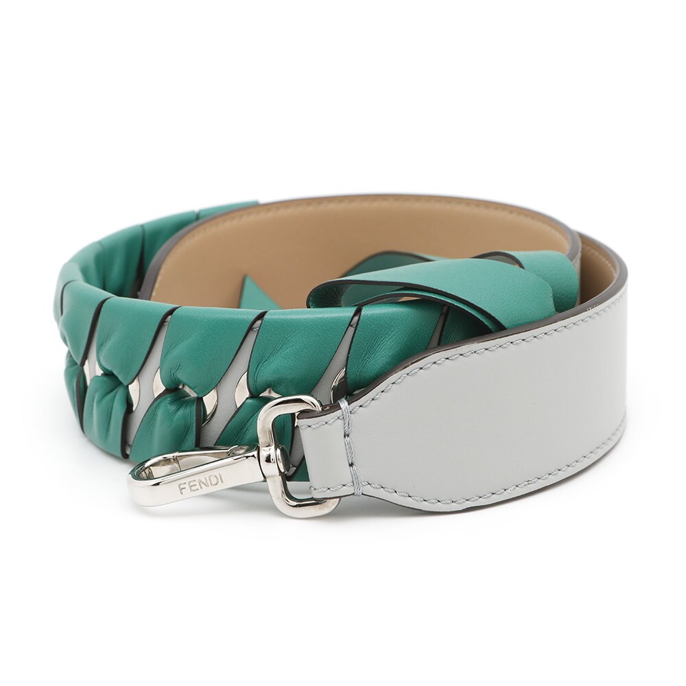 RARE FENDI leather shoulder strap with ribbon detail