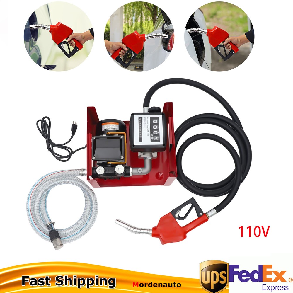 110V Electric Fuel Transfer Pump 550W-60L/Min W/Nozzle Meter Fit Oil Fuel Diesel