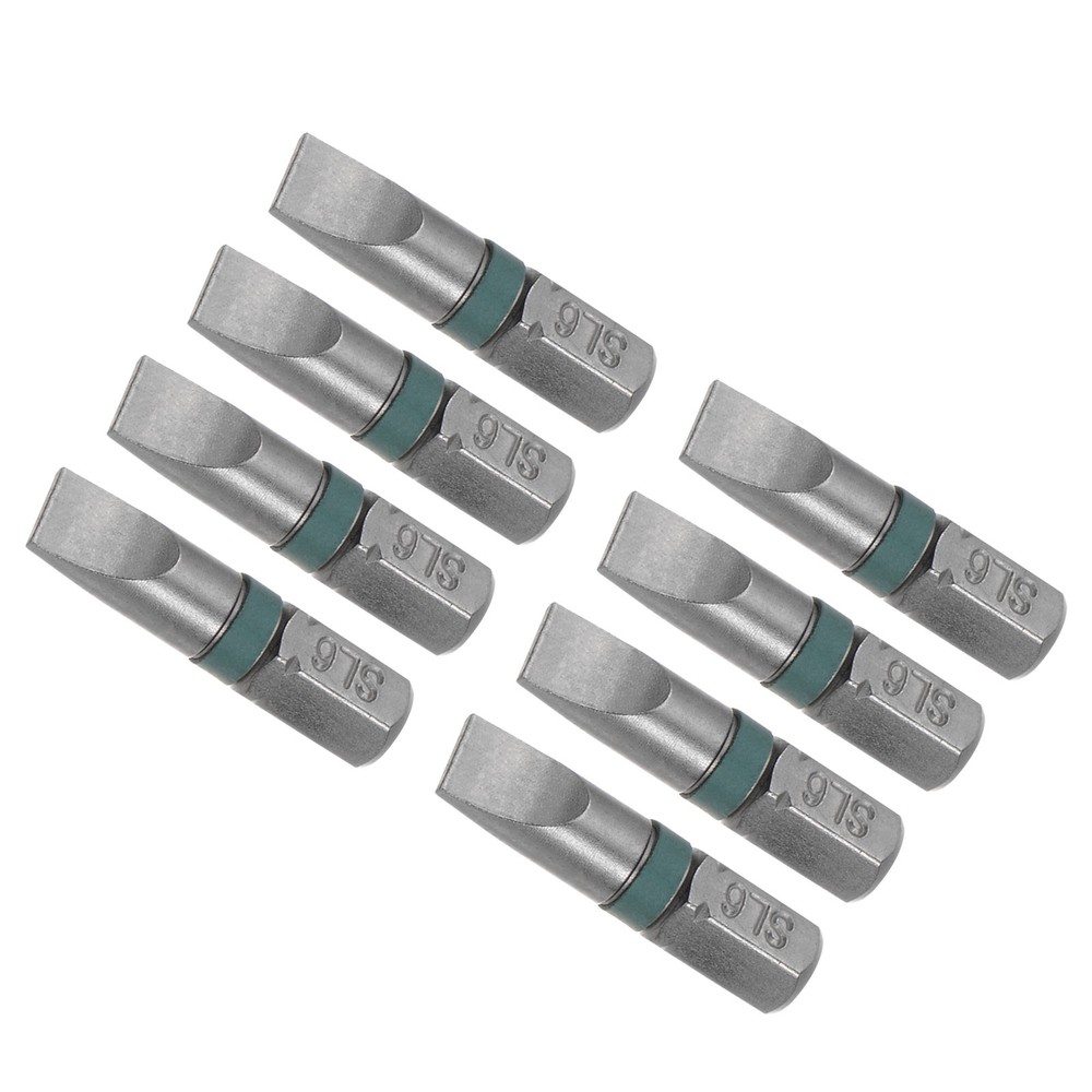 8pcs 6mm Slotted Screwdriver Bits 25mm Length 1/4 Inch Hex Shank Steel Flat Head