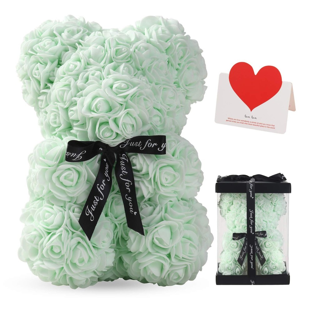 LINKLO Rose Bear Rose Teddy Bear -10 inch Artificial Rose Flower Bear, Gift f...
