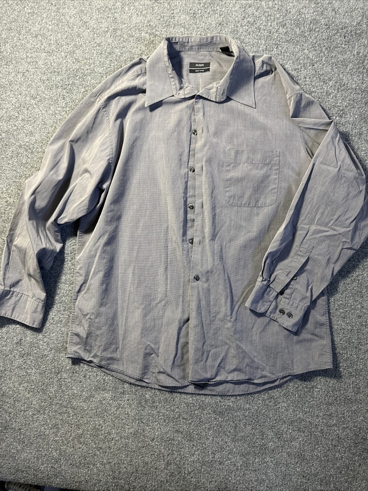 Camisa de Vestir Alfani Gris Manga Larga XL 17 34-35 Preppy