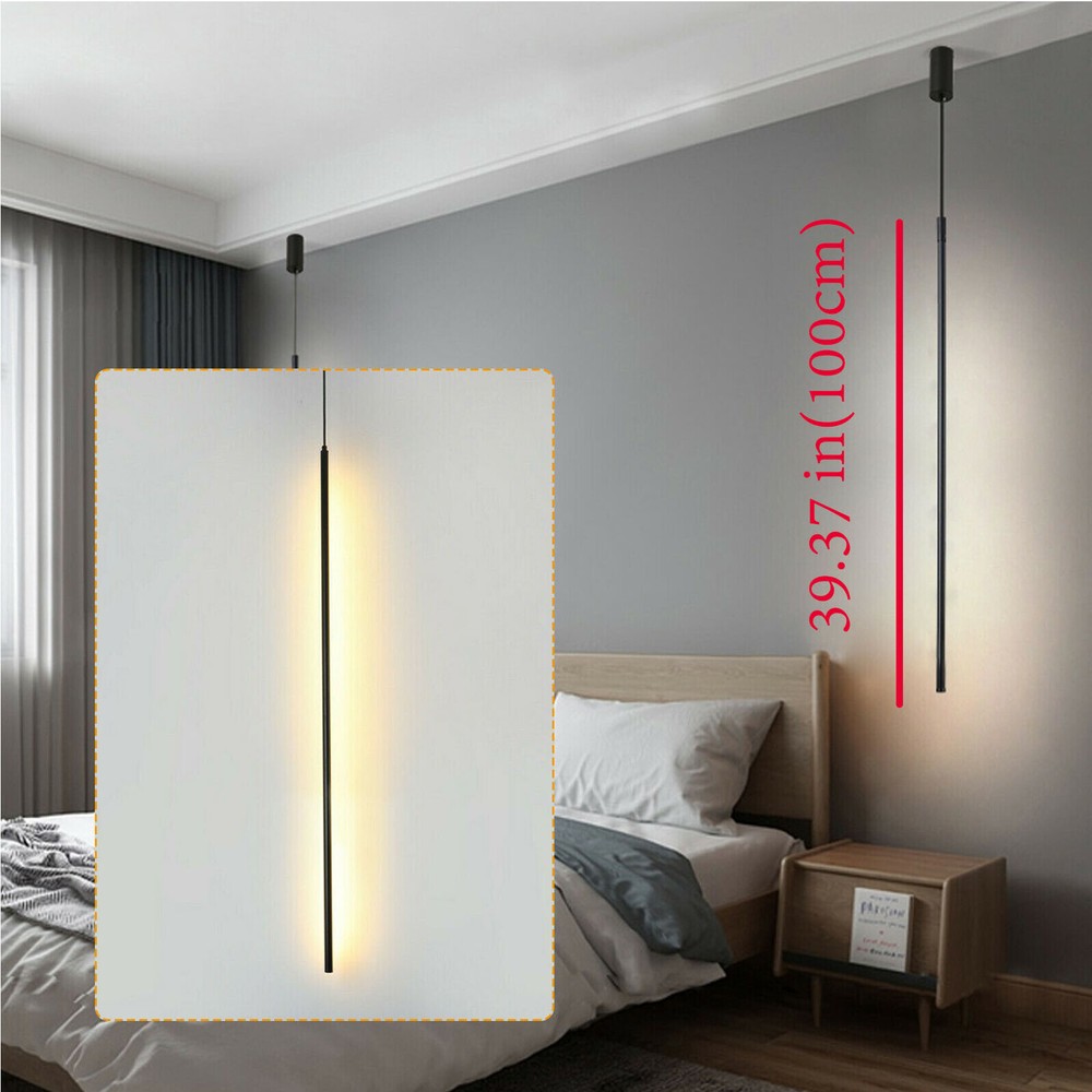 Sleek Modern LED Slender Strip Geometric Cylindrical Pendant Light for Contemporary Decor