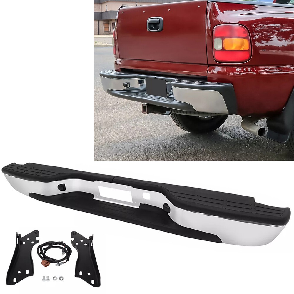 For 1999-2007 Silverado Sierra 1500 2500 Rear Step Bumper Styleside Steel Chrome