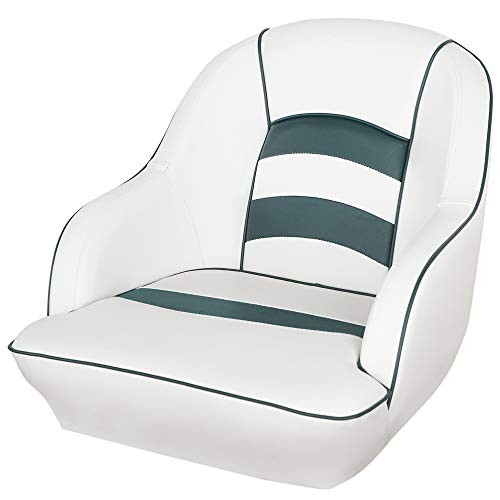 White & Olive Bucket Pontoon Boat Seat