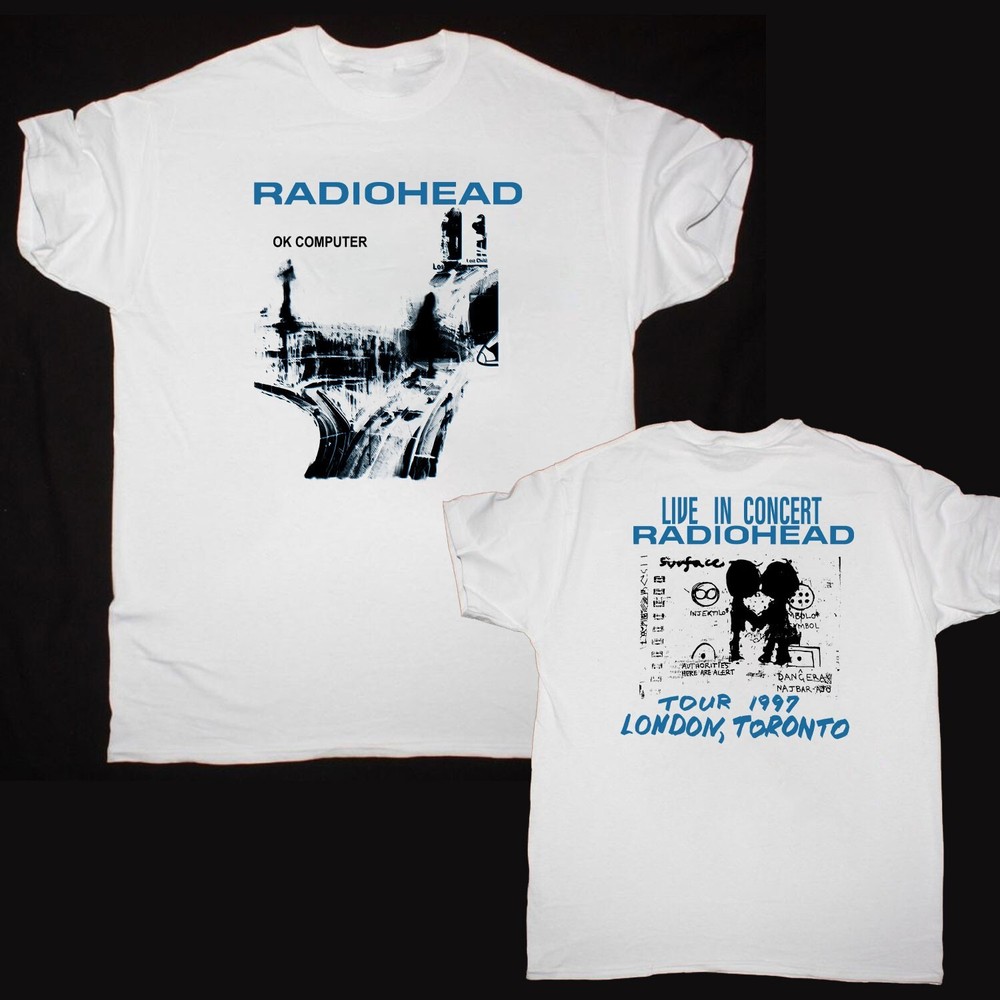 Vintage Radiohead Ok Computer Albums 90s Graphic Double Sided T shirt