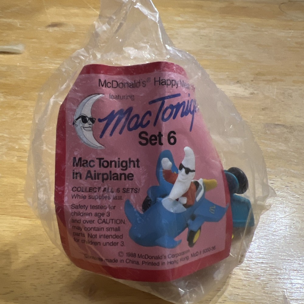 McDonald's Mac Tonight Moon Man Blue Airplane Plane Vintage 1988 SEALED