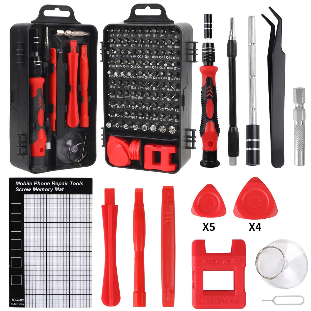 Compact 119-Piece Magnetic Precision Screwdriver Set for Electronics & Glasses Repair