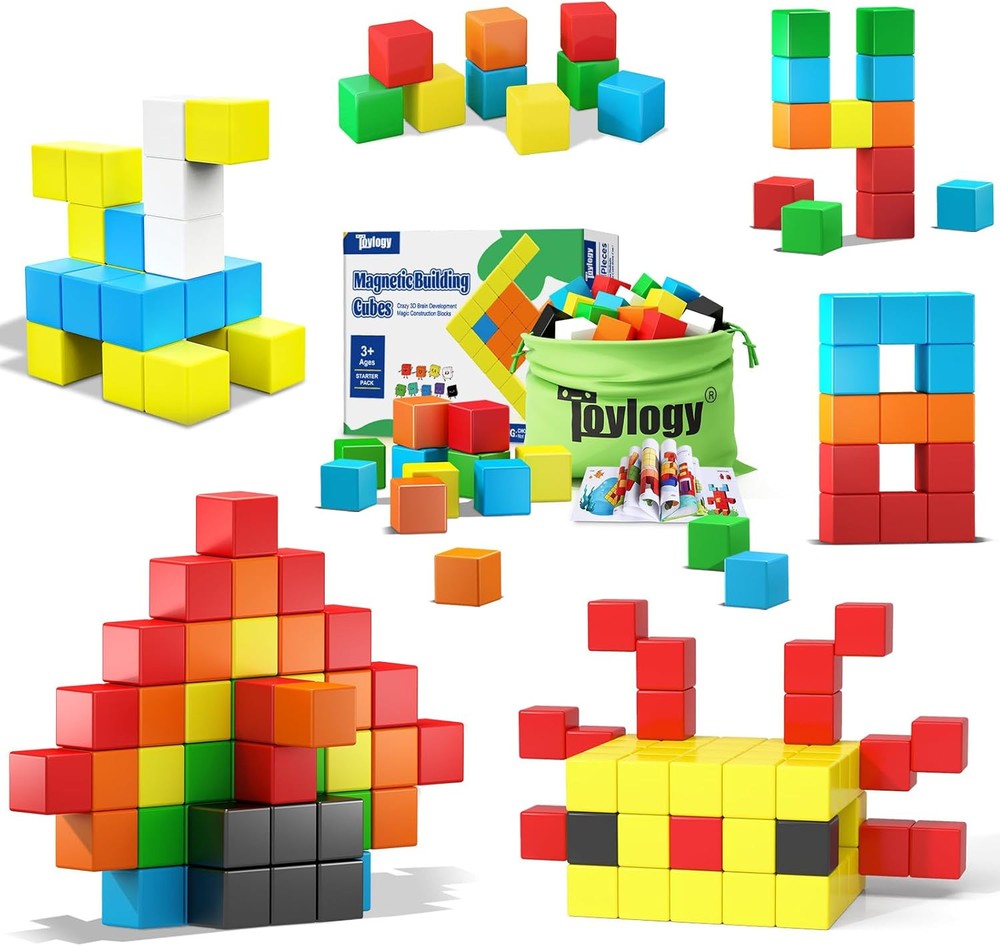 48PCS Magnetic Blocks for Toddlers Toys, Large Cube Toys for...