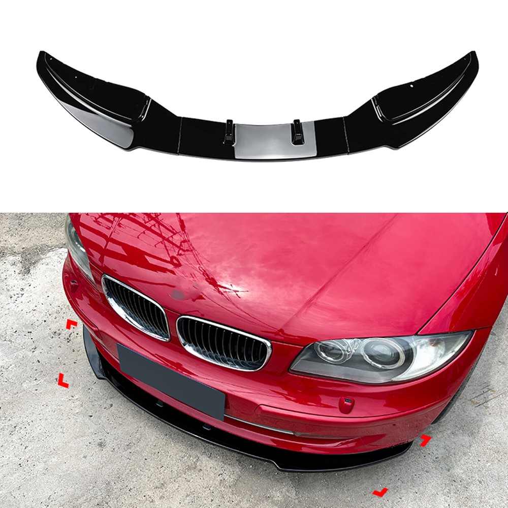 Front Spoiler Lip Splitter For BMW E81 E82 E87 E88 LCI 08-11 Base Gloss Black