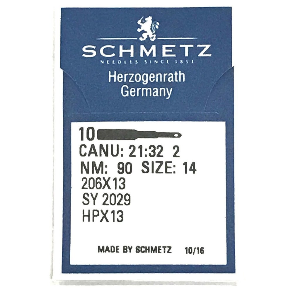10 Pk. Schmetz 206X13 HPX13 Size 14 Flat Shank Needles For Singer 206, 306, 319