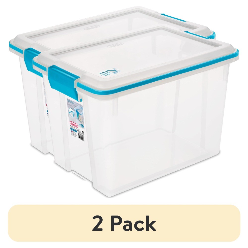 2-Pack 20 Quart Clear Plastic Storage Bins - Small Organizer Containers