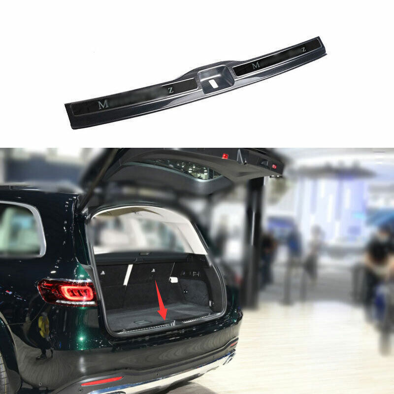 For Benz GLS 2020-2022 Black Steel Inner Rear Bumper Protector Sill Plate Trim