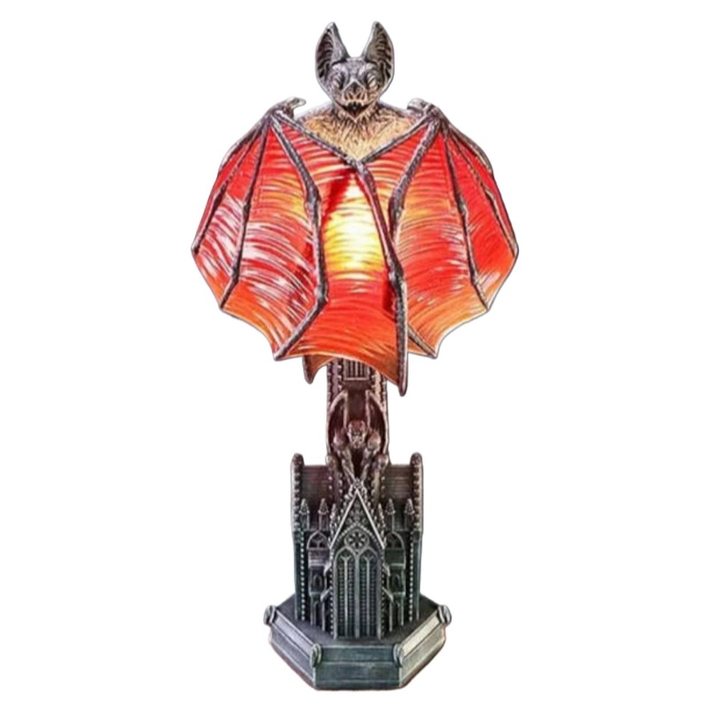 Gothic Halloween Bat Wing Lamp with Eerie Red Glow for Spooky Decor