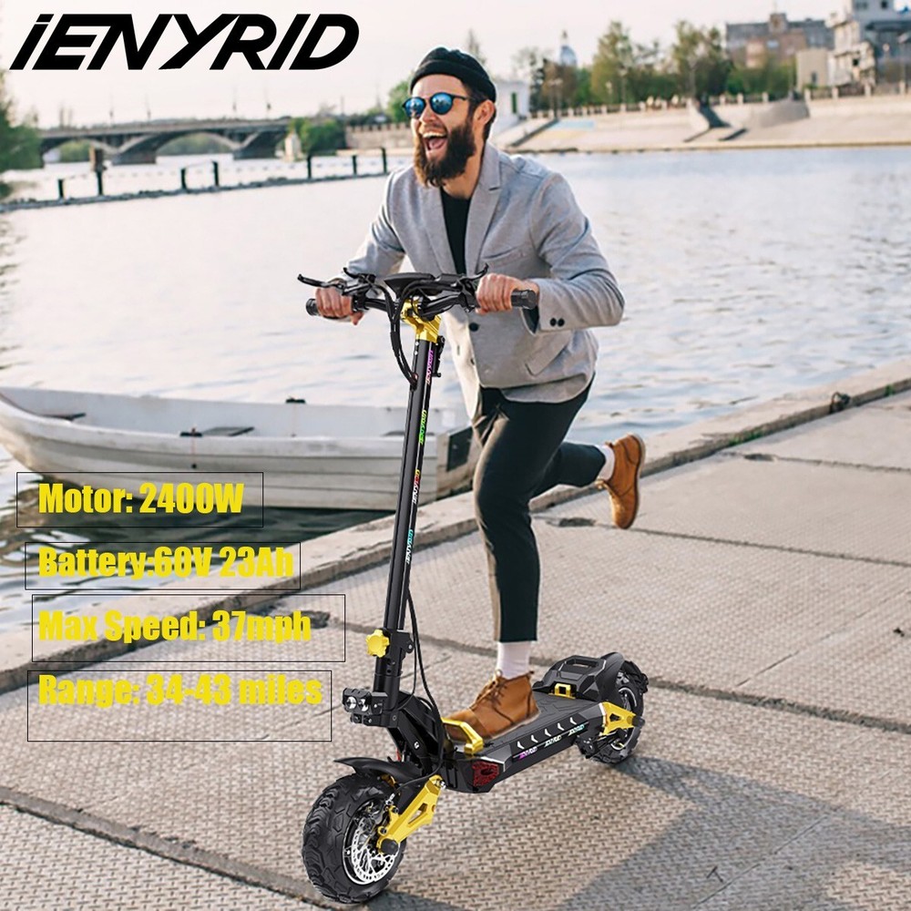 24V 60V/23Ah 2400W Electric Scooter for Adults 37 MPH Max Speed Urban Commuter