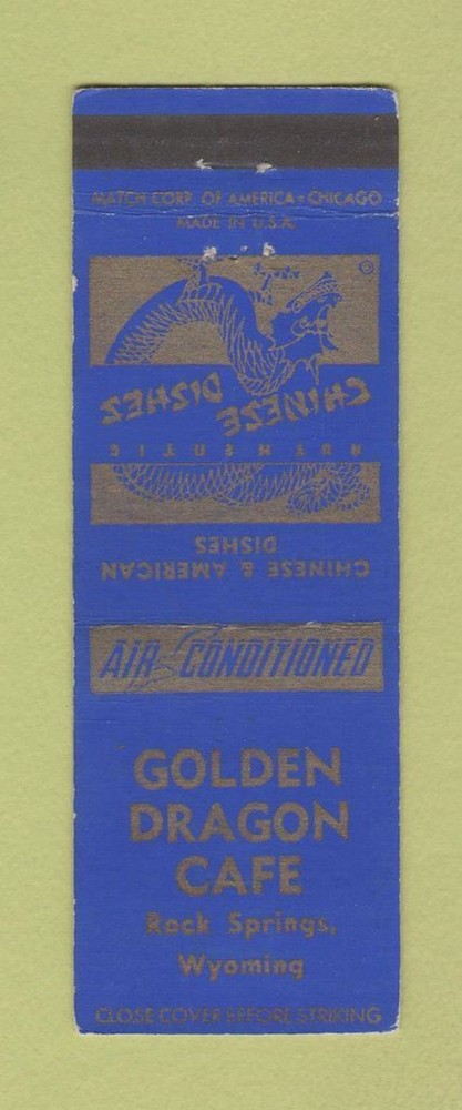 Golden Dragon Cafe Matchbook Cover from Rock Springs WY