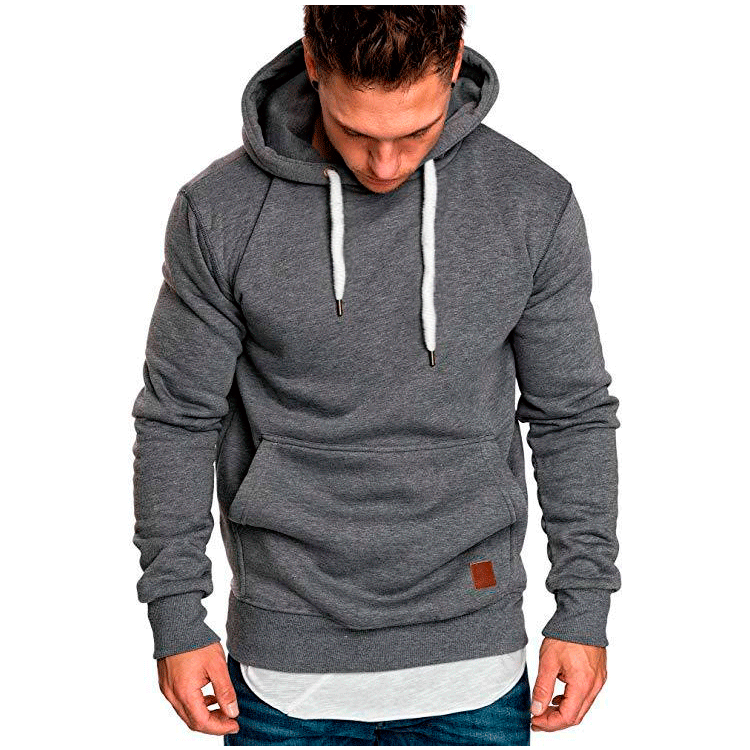 Men’s Loose Fit Solid Color Fleece Hoodie for Outdoor Sports & Casual Wear