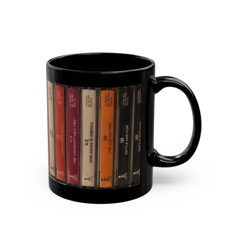 U2 Fans Black Mug, Rattle and Hum Coffee Cup, 11oz 15oz Music Lover Gift