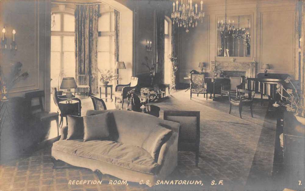 Vintage San Francisco California CS Sanatorium Reception Room Real Photo Postcard J71313
