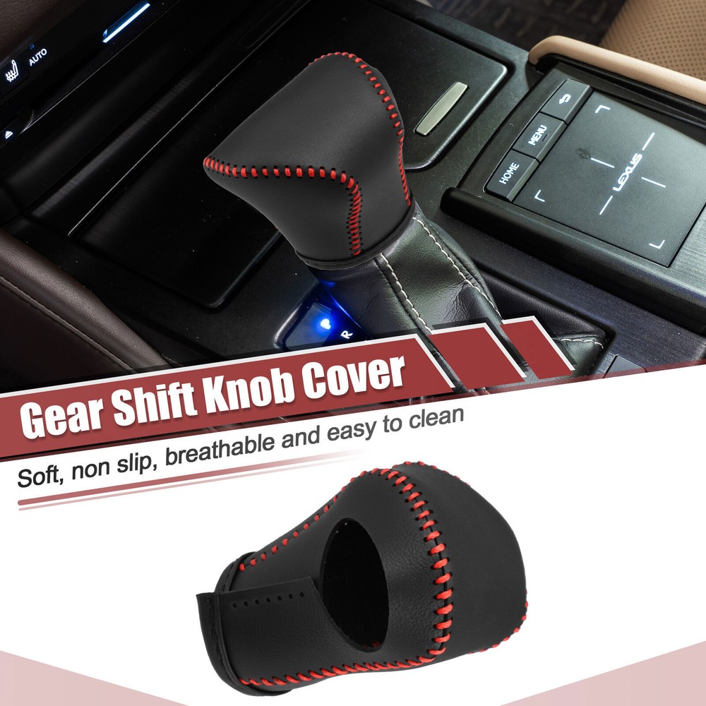 For Lexus ES350/300H 19-25 Black Red Leather Gear Lever Shift Knob Cover Trim