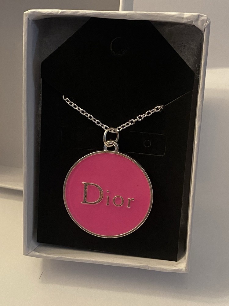 Pink Dior Charm Necklace with 18 Inch Chain