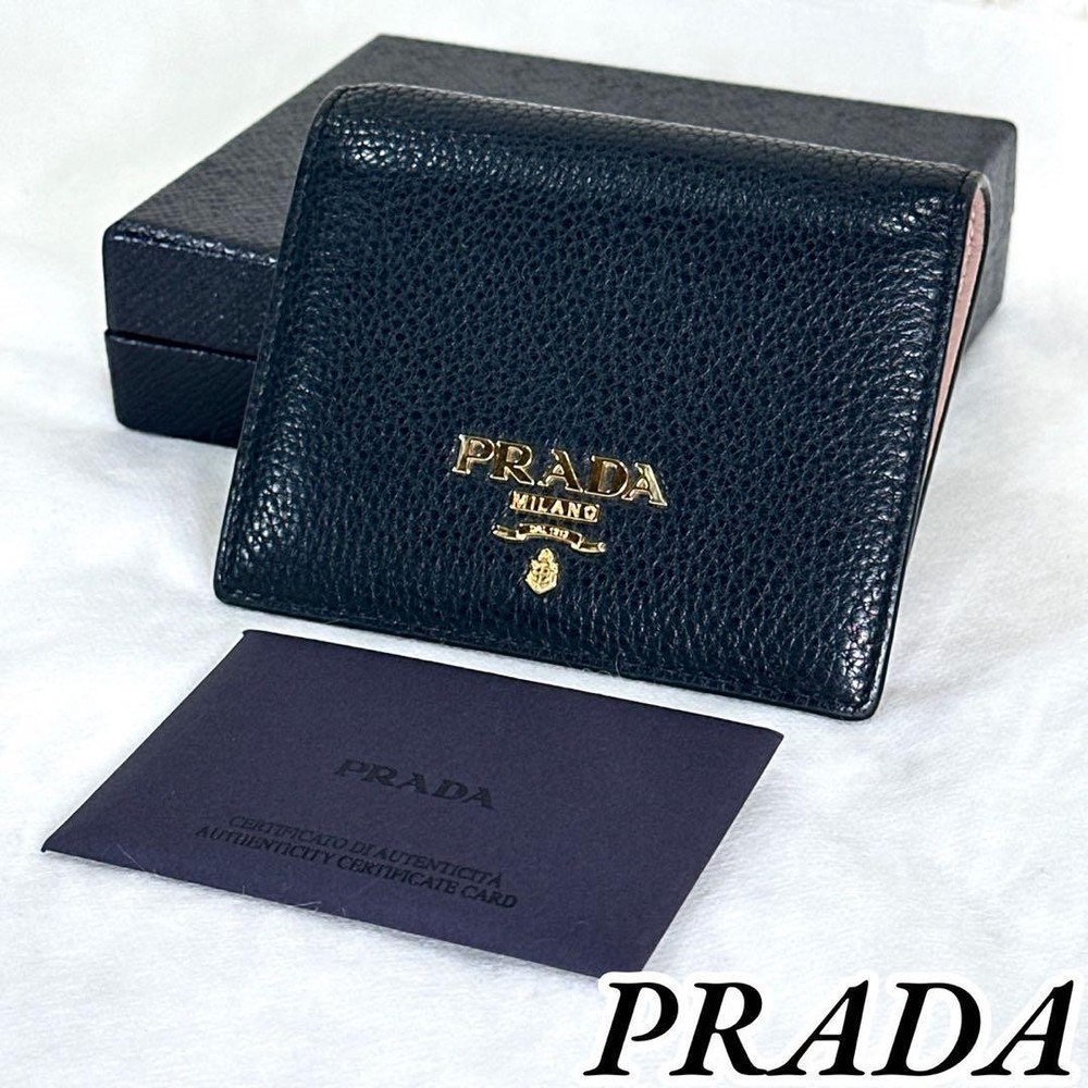 Prada Vittero Grain Leather Black Bi-fold Wallet 1237
