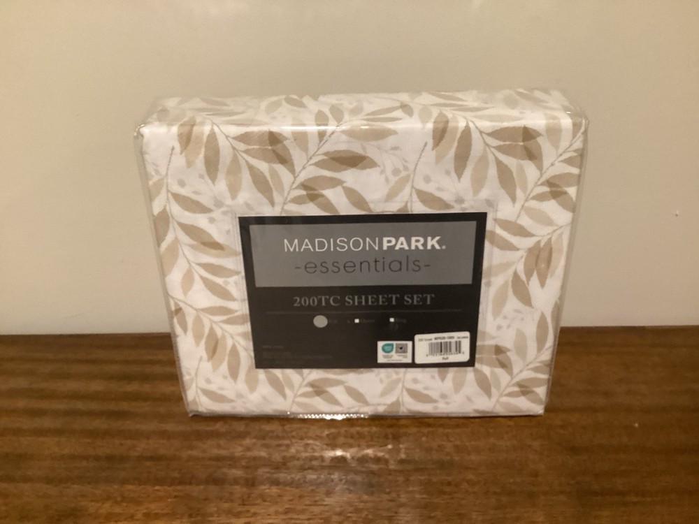 Madison Park Essential Beige Percale Queen 4-Piece Sheet Set