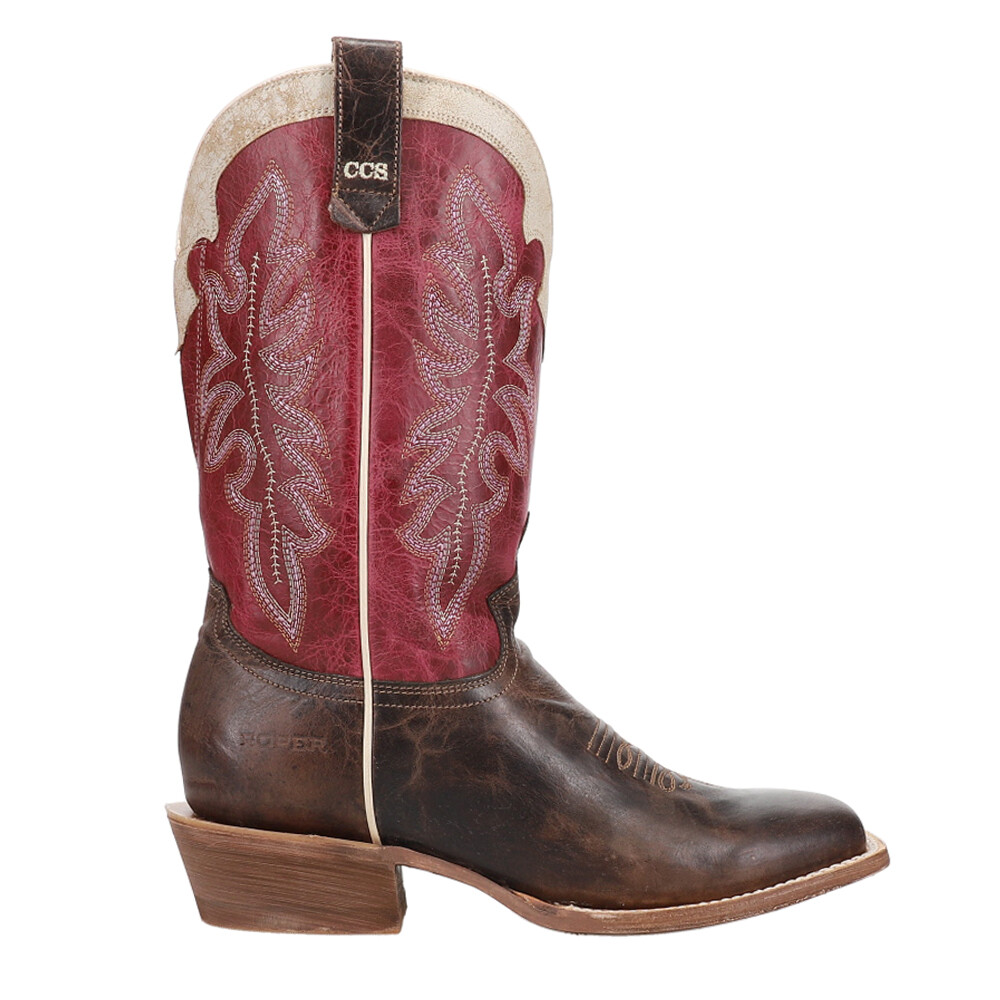 Roper Ride 'Em Cowgirl Ccs Embroidered Square Toe Cowboy  Womens Brown, Red Casu