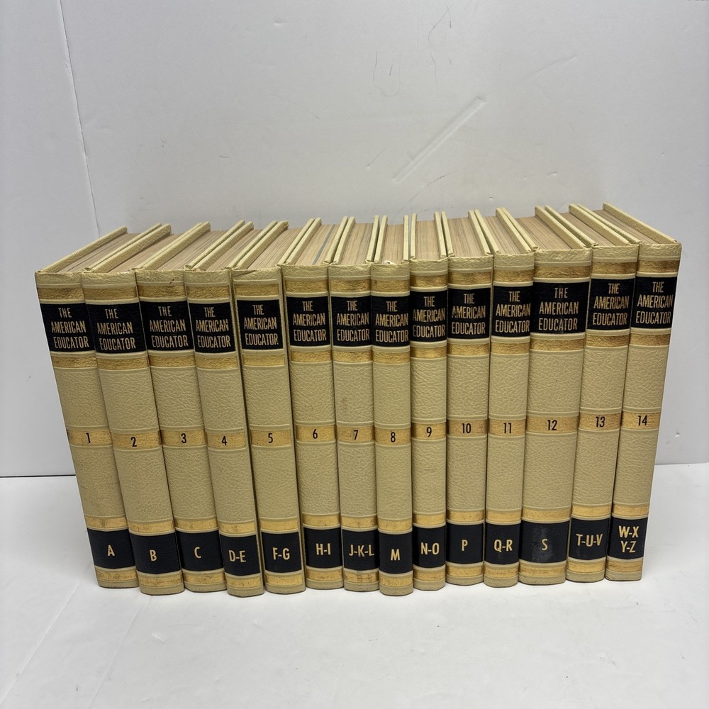 VTG 1958 The American Educator Encyclopedia Full 14-Volume Leather Set 50s Edition  