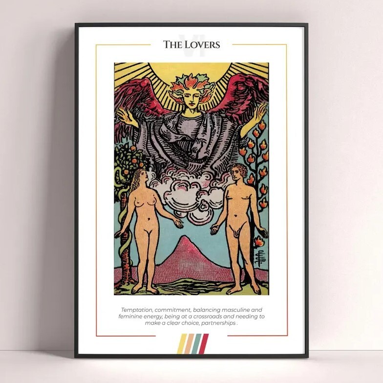 Lovers Tarot Card Art Print Digital Download Tarot Poster